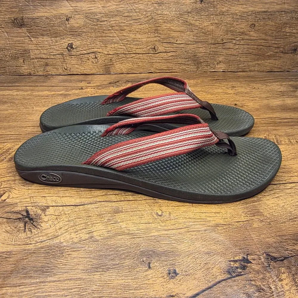 Chaco Classic Red White Woven Sandals flip flop size 10 womens